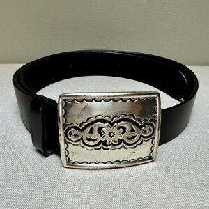 Silpada Designs Black Leather Western Belt, Size L